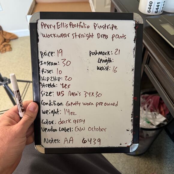 Perry Ellis Portfolio Pinstripe Workwear Straight Dress Pants US Men's 34x30 - Picture 7 of 7